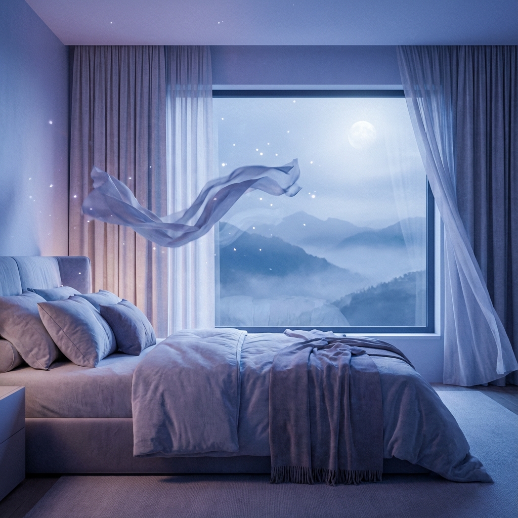 Quarto tranquilo com ambiente relaxante